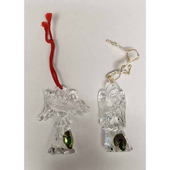Waterford 2PC  Crystal Millennium 3" Angel GENEROSITY & HOPE Nativity Ornaments - Picture 1 of 5